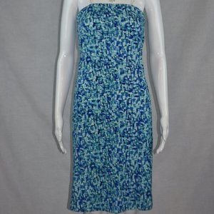 Devan sz XS Blue & White Knee Length Spaghetti Strap Dress with Elastic Bustline